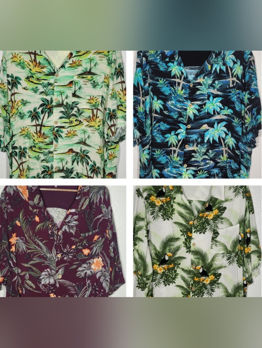 LOT OF 4 Hawaiian Shirts Mens 3XLT Tropical Palm Trees 3XL Tall Big 100% Rayon